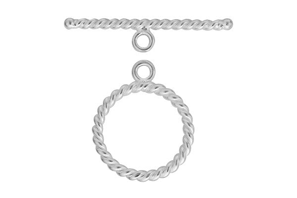 Sterling Silver Twisted Toggle Clasp, 2.8x25.0mm