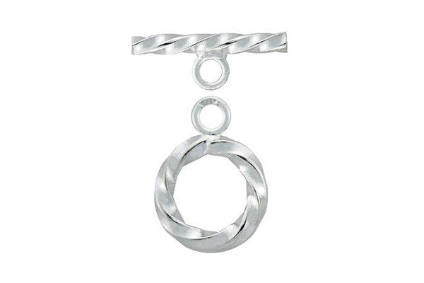 Sterling Silver Twisted Toggle Clasp, 3.0x16.0mm