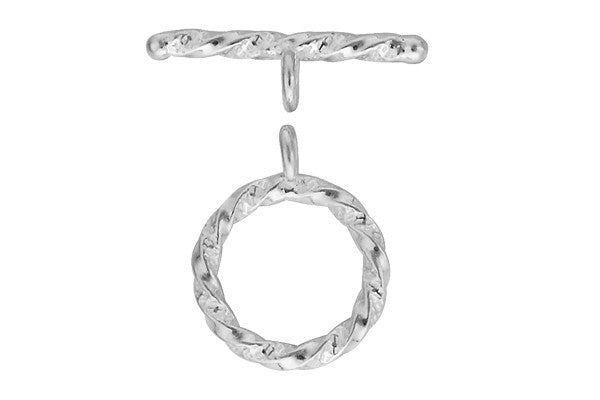 Sterling Silver Twisted Toggle Clasp, 2.0x13.0mm