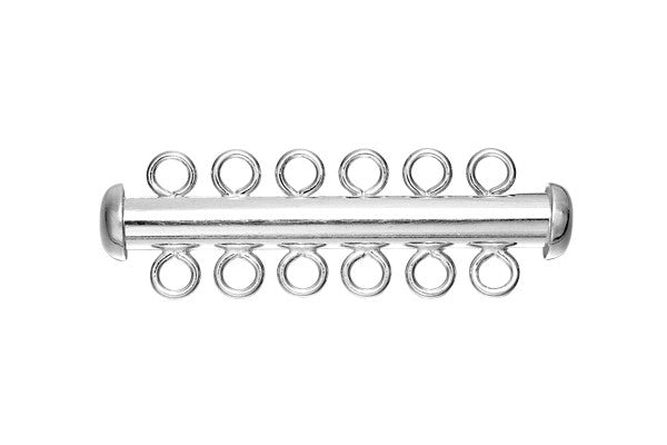 Sterling Silver 6-Strand Tube Clasp, 4.3x36.0mm