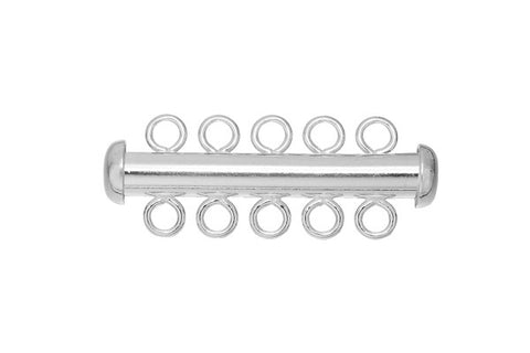 Sterling Silver 5-Strand Tube Clasp, 4.3x32.0mm