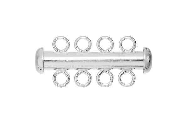 Sterling Silver 4-Strand Tube Clasp, 4.3x26.0mm