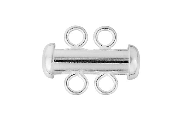 Sterling Silver 2-Strand Tube Clasp, 4.3x16.0mm