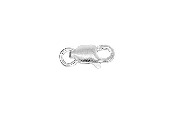 Sterling Silver Rhodium Plated Lobster Claw Clasp w/Ring, 4.5x12.0mm