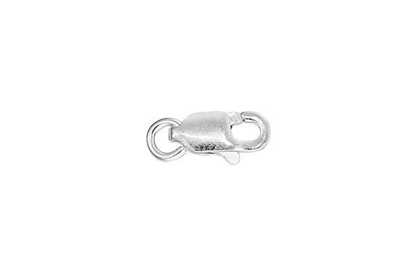 Sterling Silver Rhodium Plated Lobster Claw Clasp w/Ring 3.0x8.0mm