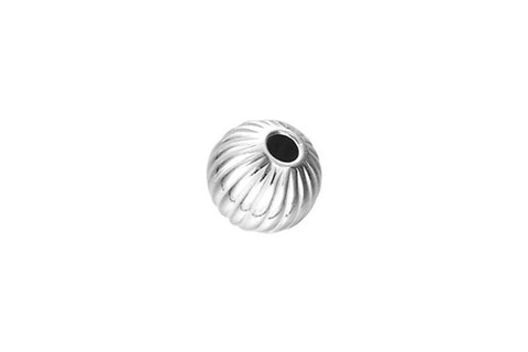 Sterling Silver Round Corrugated Bead, 7.0mm