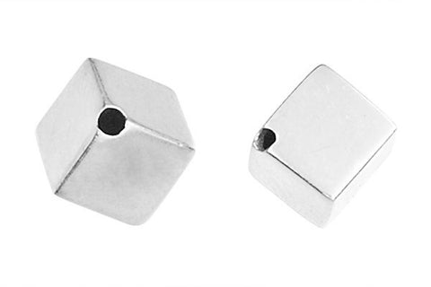 Sterling Silver Diagonal Cube, 8.0mm