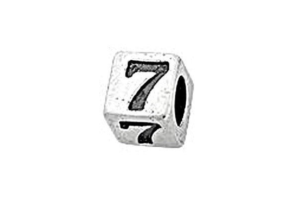 Sterling Silver Alphabet Number 7 Cube, 5.1mm