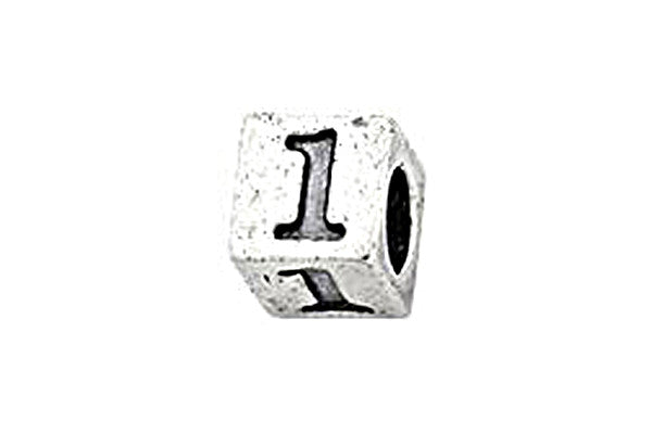 Sterling Silver Alphabet Number 1 Cube, 5.1mm