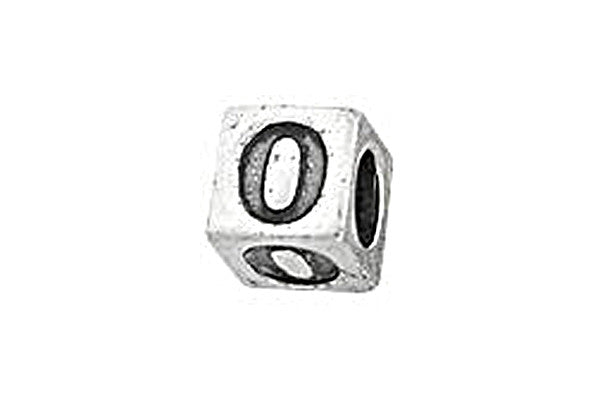 Sterling Silver Alphabet Number 0 Cube, 5.1mm