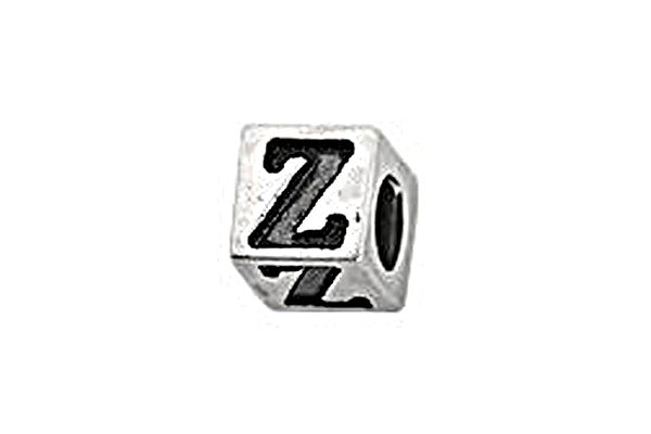 Sterling Silver Alphabet Letter Z Cube, 5.1mm