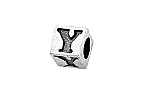 Sterling Silver Alphabet Letter Y Cube, 5.1mm
