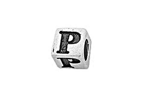 Sterling Silver Alphabet Letter P Cube, 5.1mm