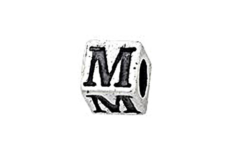 Sterling Silver Alphabet Letter M Cube, 5.1mm