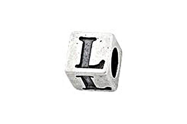 Sterling Silver Alphabet Letter L Cube, 5.1mm