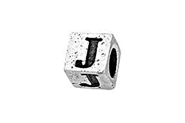 Sterling Silver Alphabet Letter J Cube, 5.1mm