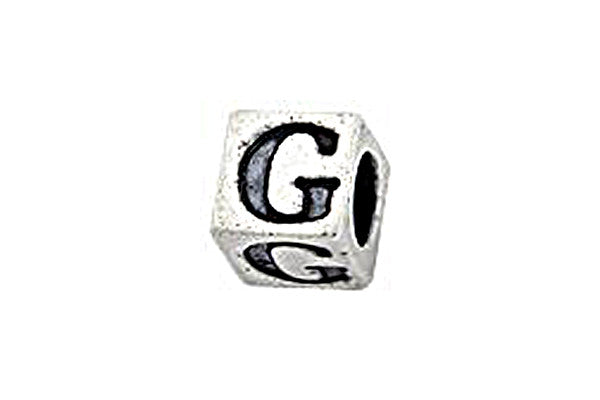 Sterling Silver Alphabet Letter G Cube, 5.1mm