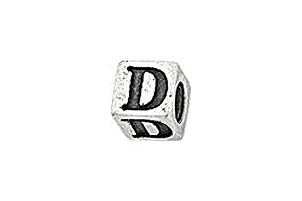 Sterling Silver Alphabet Letter D Cube, 5.1mm