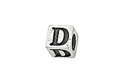 Sterling Silver Alphabet Letter D Cube, 5.1mm