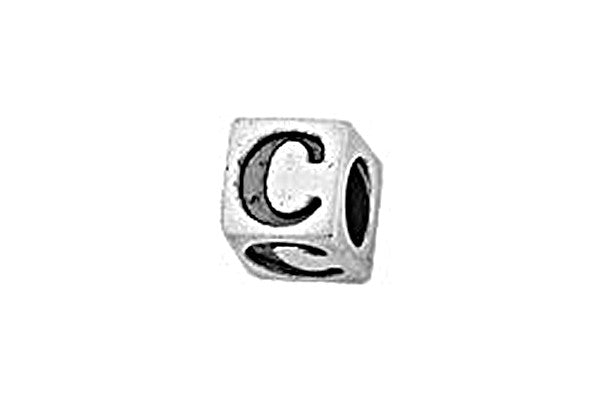 Sterling Silver Alphabet Letter C Cube, 5.1mm