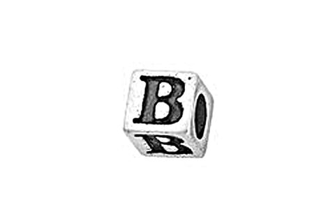 Sterling Silver Alphabet Letter B Cube, 5.1mm