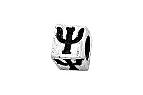 Sterling Silver Alphabet Greek PSI Cube, 5.1mm