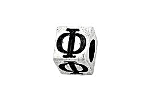 Sterling Silver Alphabet Greek PHI Cube, 5.1mm