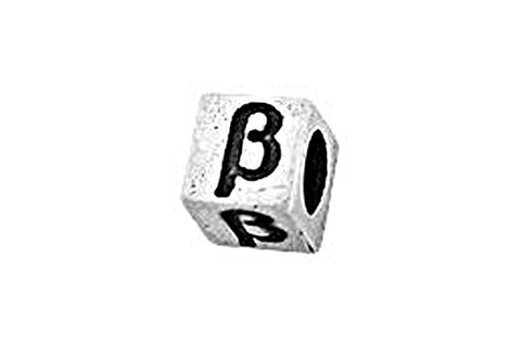 Sterling Silver Alphabet Greek BETA Cube, 5.1mm