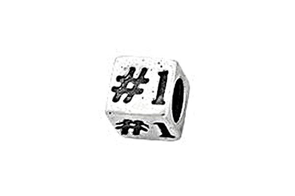 Sterling Silver Alphabet # 1 Cube, 5.1mm