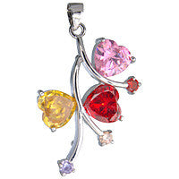 Pendant CZ with Silver-plated Flower (B03492)