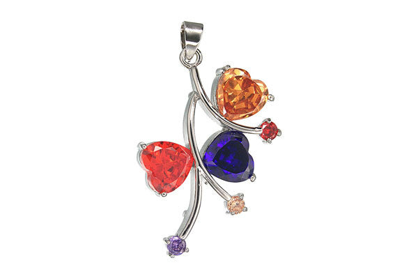 Pendant CZ with Silver-plated Flower (B03491)