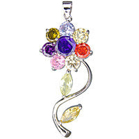 Pendant CZ with Silver-plated Flower (B0181)