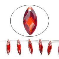 Pendant Cubic Zirconia Faceted Marquise (Garnet Red)