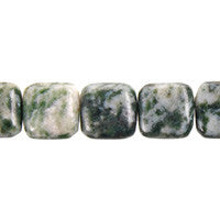 Green Spot Agate Square Beads