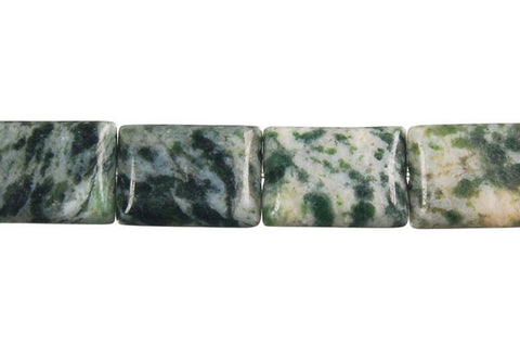 Green Spot Agate Rectangle Beads