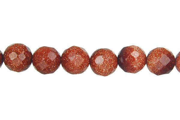 Gold Stone Faceted Round Beads