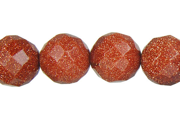 Gold Stone Faceted Round Beads