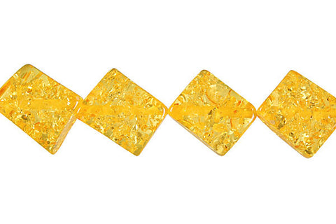 Synthetic Amber (Light) Twist Flat Rectangle (Corner Drilled) Beads