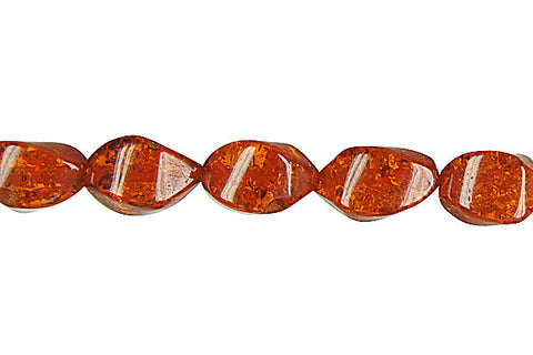 Synthetic Amber (Dark) Twist Square Rice Beads