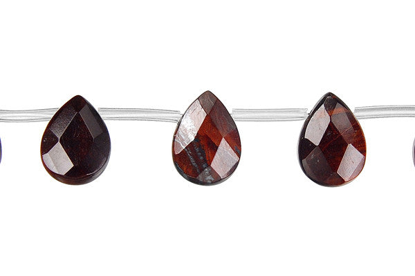 Red Tiger Eye Faceted Flat Briolette Beads