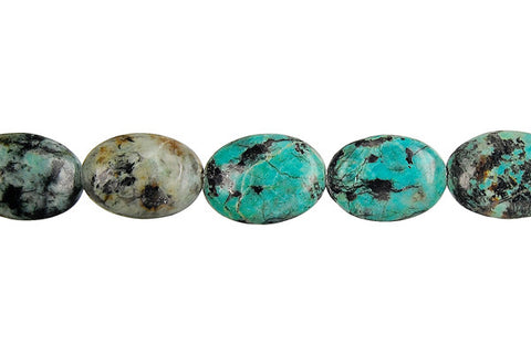 African Turquoise Flat Oval Beads
