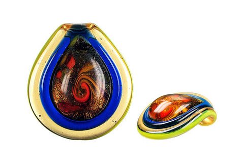 Pendant Murano Foil Glass Coin Eye (O-106)
