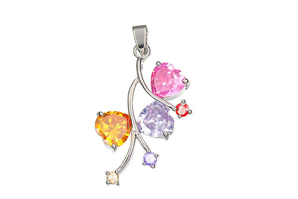 Pendant CZ with Silver-plated Flower (B0349)