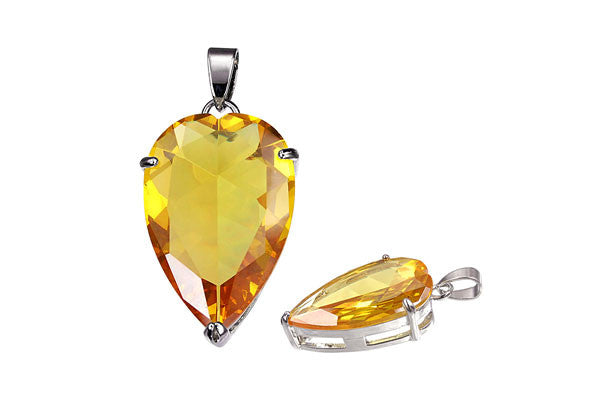 Pendant CZ with Silver-plated Briolette (B0367)