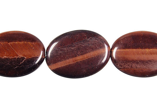 Red Tiger Eye Flat Oval Beads