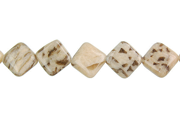 Silkworm Jasper Diamond Square Beads