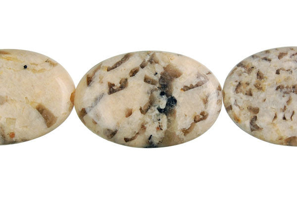 Silkworm Jasper Flat Oval Beads