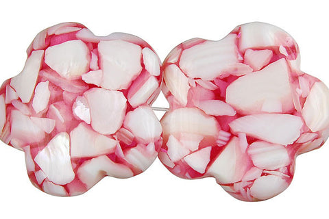Shell (Red & White) Star Beads
