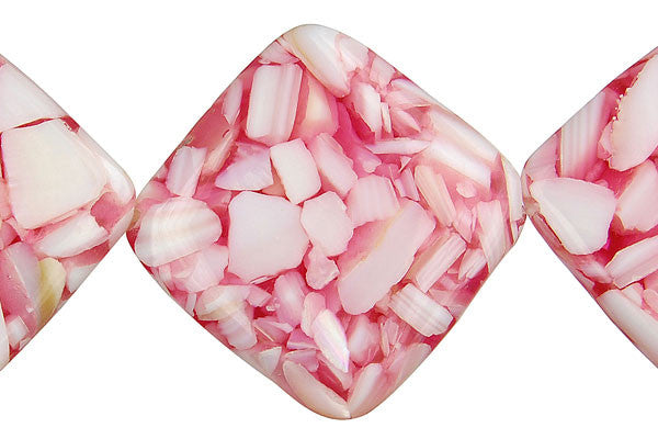 Shell (Red & White) Diamond Beads