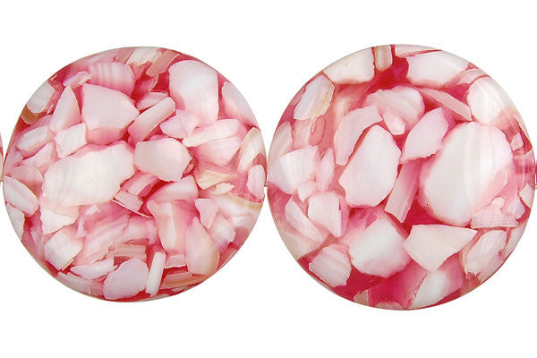 Shell (Red & White) Coin Beads